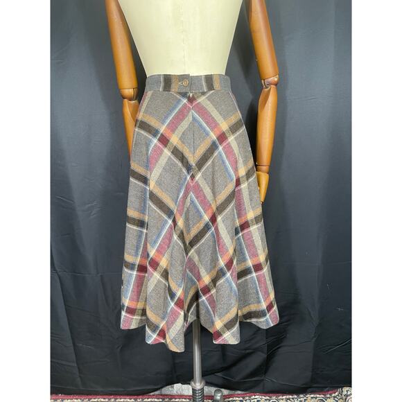 Vintage Plaid Midi Skirt, From the 70's, Fanny Fitz, High Waist, A-Line - Picture 4 of 7